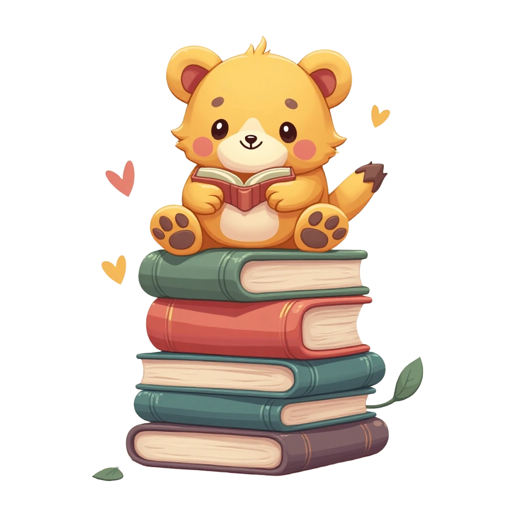 Cute Bear Reading Books